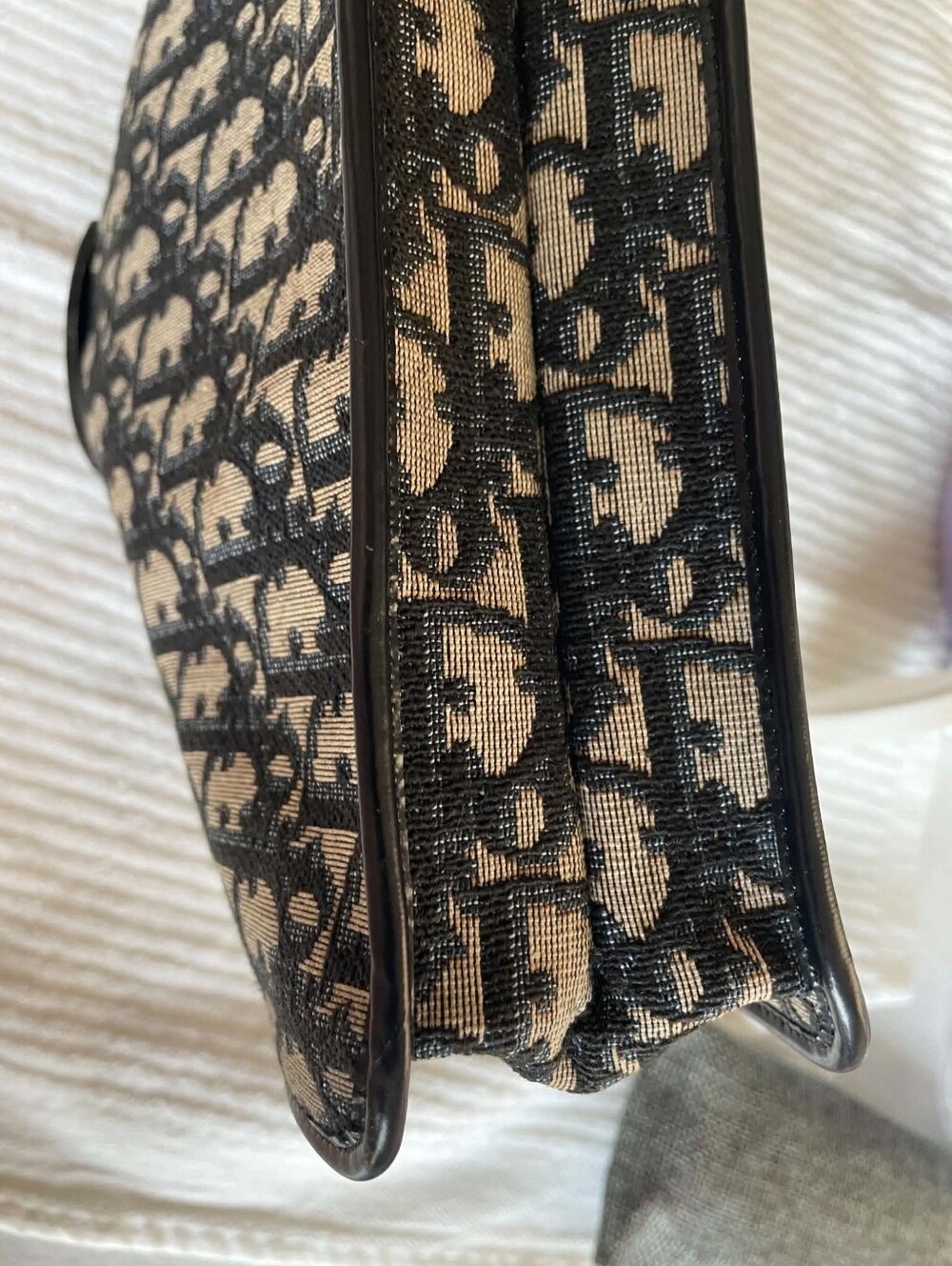 Vintage Dior Black and Blue Monogram Canvas Clutch with Gold Plaque Clutch - Picture 9 of 17